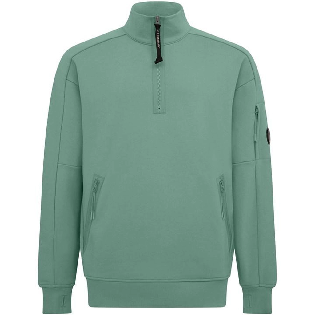 CP Company Lens Arm Quarter Zip Sweatshirt - Green